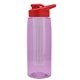 the flair - 26 oz transparent tritan(tm) bottle with drink thru lid, large infuser, and digital imprint