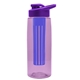 the flair - 26 oz transparent tritan(tm) bottle with drink thru lid, large infuser, and digital imprint