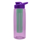 the flair - 26 oz transparent tritan(tm) bottle with drink thru lid, large infuser, and digital imprint