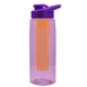 the flair - 26 oz transparent tritan(tm) bottle with drink thru lid, large infuser, and digital imprint