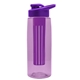 the flair - 26 oz transparent tritan(tm) bottle with drink thru lid, large infuser, and digital imprint
