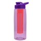 the flair - 26 oz transparent tritan(tm) bottle with drink thru lid, large infuser, and digital imprint