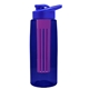 the flair - 26 oz transparent tritan(tm) bottle with drink thru lid, large infuser, and digital imprint