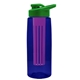 the flair - 26 oz transparent tritan(tm) bottle with drink thru lid, large infuser, and digital imprint