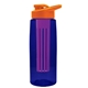 the flair - 26 oz transparent tritan(tm) bottle with drink thru lid, large infuser, and digital imprint