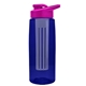 the flair - 26 oz transparent tritan(tm) bottle with drink thru lid, large infuser, and digital imprint