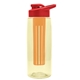 the flair - 26 oz transparent tritan(tm) bottle with drink thru lid, large infuser, and digital imprint
