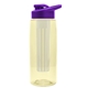 the flair - 26 oz transparent tritan(tm) bottle with drink thru lid, large infuser, and digital imprint
