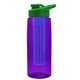 the flair - 26 oz transparent tritan(tm) bottle with drink thru lid, large infuser, and digital imprint