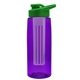 the flair - 26 oz transparent tritan(tm) bottle with drink thru lid, large infuser, and digital imprint