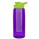 the flair - 26 oz transparent tritan(tm) bottle with drink thru lid, large infuser, and digital imprint