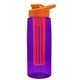 the flair - 26 oz transparent tritan(tm) bottle with drink thru lid, large infuser, and digital imprint