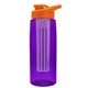 the flair - 26 oz transparent tritan(tm) bottle with drink thru lid, large infuser, and digital imprint