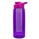the flair - 26 oz transparent tritan(tm) bottle with drink thru lid, large infuser, and digital imprint