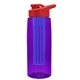 the flair - 26 oz transparent tritan(tm) bottle with drink thru lid, large infuser, and digital imprint