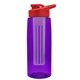 the flair - 26 oz transparent tritan(tm) bottle with drink thru lid, large infuser, and digital imprint