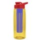 the flair - 26 oz transparent tritan(tm) bottle with drink thru lid, large infuser, and digital imprint