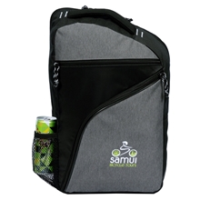 aerial view a black/heather gray mckinley laptop sling bag, image 1 of 6