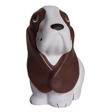 aerial view a white/brown basset hound stress reliever, image 1 of 7