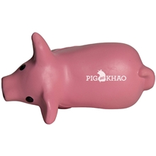 aerial view a pink/black piggy squeezie ball stress reliever, image 1 of 8