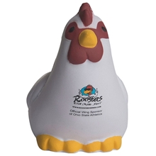 aerial view a white/red/yellow chicken stress reliever, image 1 of 5