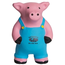 aerial view a pink/blue/black farmer pig stress reliever, image 1 of 6