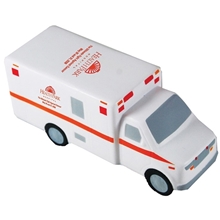 aerial view a white/red/black ambulance stress reliever, image 1 of 7