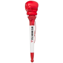 aerial view a white/red red pop top boxing glove click ballpoint pen, image 1 of 6