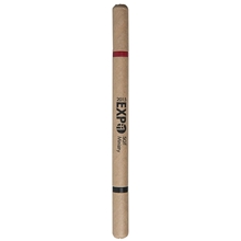 aerial view a natural/red/black biodegradable two color cardboard pen, image 1 of 4