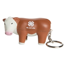 aerial view a brown/white steer stress reliever keyring, image 1 of 6
