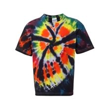 aerial view a black rainbow cut-spiral dyenomite - youth rainbow cut - spiral tie - dyed t - shirt - colors, image 1 of 3