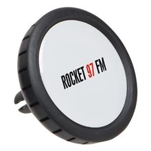 aerial view a black vehicle vent clip freshener, image 1 of 2