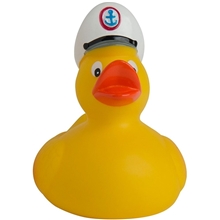 aerial view a yellow captain rubber duck, image 1 of 3