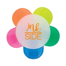 aerial view a clear frosted 5 color flower - shaped frosted case w / highlighters, image 1 of 6