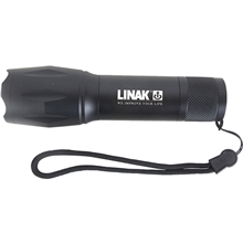aerial view a black 3aaa tactical aluminum flashlight with cree(r) leds, image 1 of 2