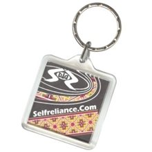 a clear promotional custom square crystal clear acrylic 2 sided keytag