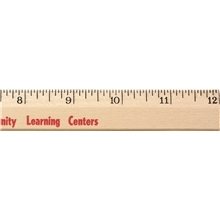 12 Clear Lacquer Beveled Wood Ruler - English Scale
