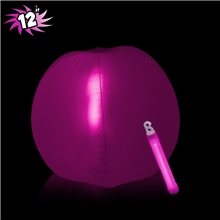 12 Inch Inflatable Beach Balls with one 6 Inch Glow Stick - Pink