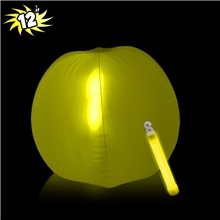 12 Inch Inflatable Beach Balls with one 6 Inch Glow Stick - Yellow