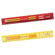12 Inch Plastic Ruler Stationery Kit with Pencil, Eraser and Sharpener