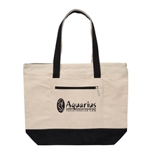 12 oz Cotton Canvas Zippered Tote Bag