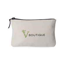aerial view a natural avery cotton zippered pouch natural, image 1 of 9