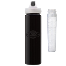 a black body & clear ice stick & black lid newport 25 oz pet bottle with flip spout ice stick