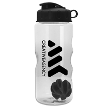 a clear bottle & black lid & black mixing ball mini mountain tritan(r) shaker bottle with flip lid - 22 oz