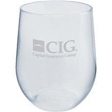a clear 12 oz break resistant pvc stemless wine