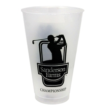 aerial view a frosted 20 oz reusable stadium cup, image 1 of 2