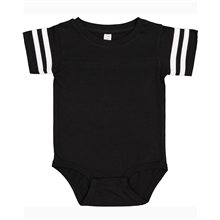 aerial view a black/ white rabbit skins infant football bodysuit, image 1 of 3