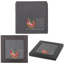 a natural black slate square slate coaster