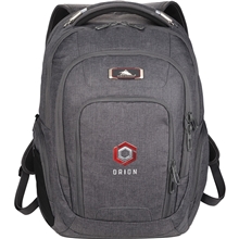 aerial view a gray high sierra 17 computer ubt deluxe backpack, image 1 of 13