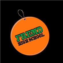 aerial view a orange orange circle plastic medallion badges, image 1 of 2